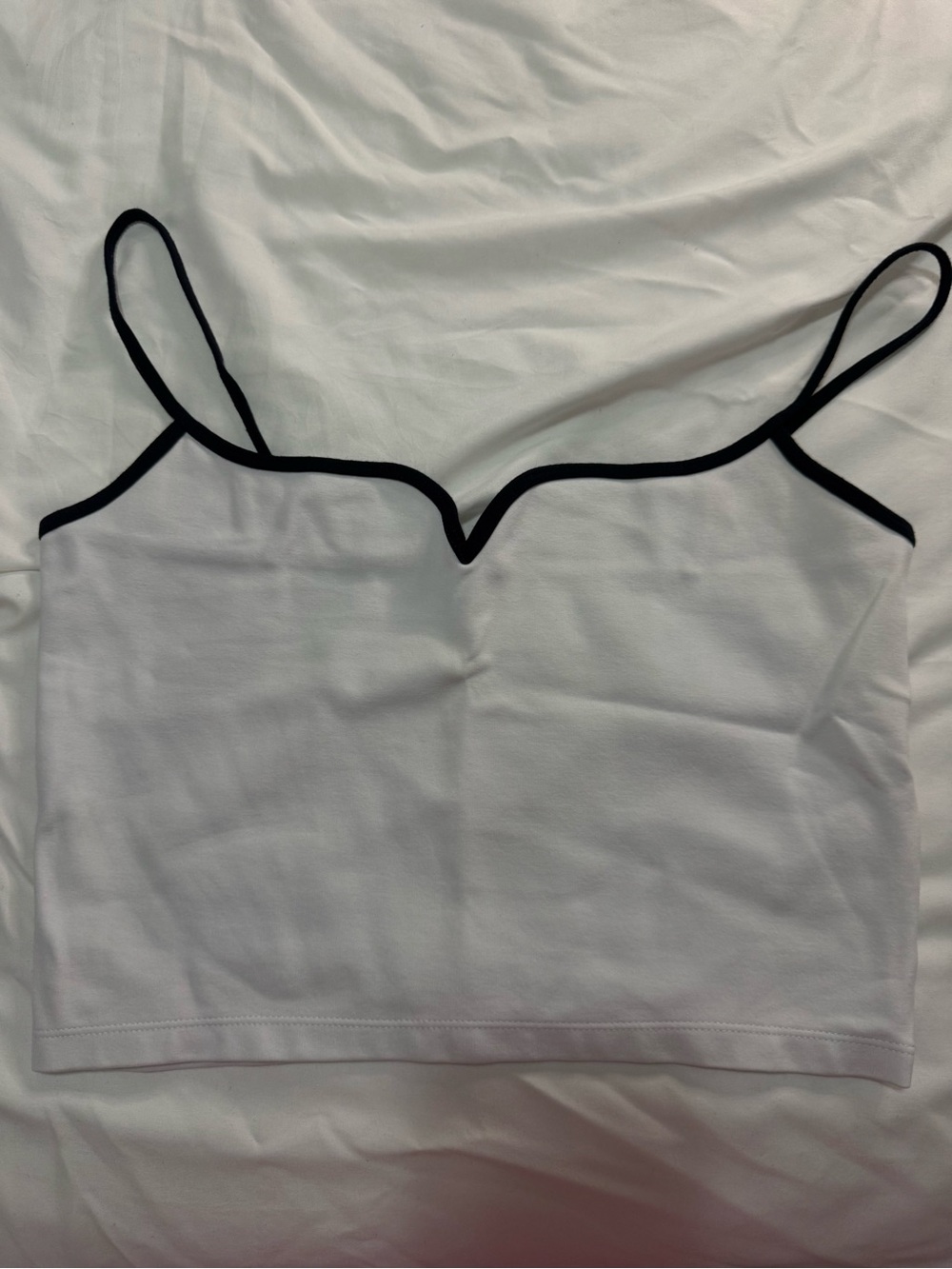 Abercrombie & Fitch Ponte Sweetheart Crop Tank Top - White with black trim